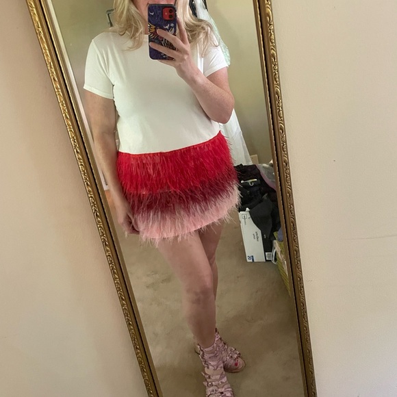 Queen of sparkles pink & red feather bottom dress - Picture 4 of 4